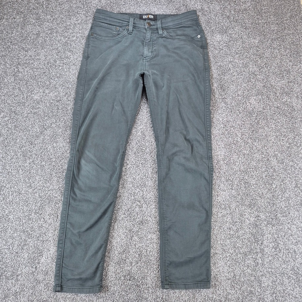 DU/ER No Sweat N2X Slim Fit Pants Mens 30x28 Green Stretch DUER